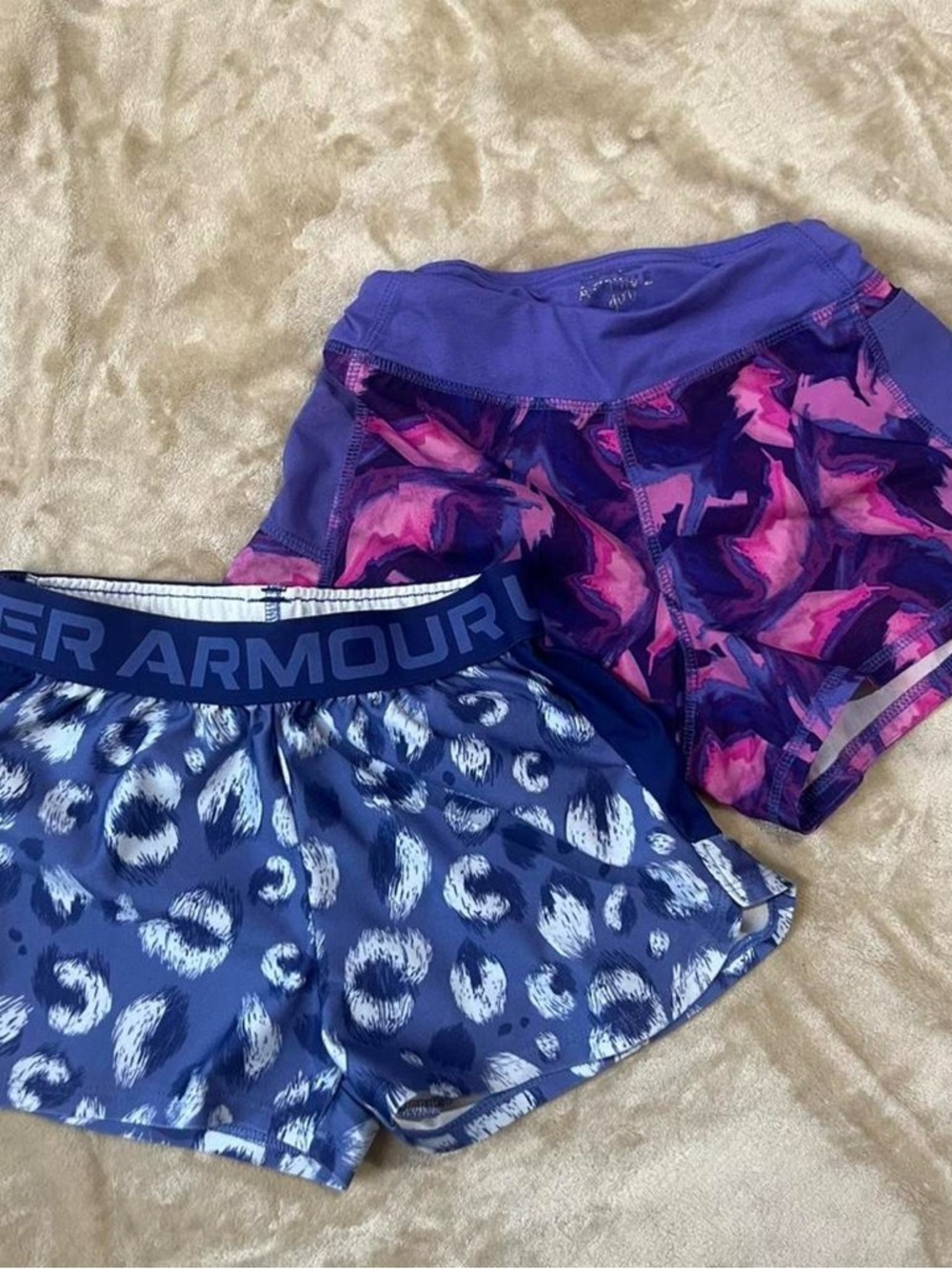 Under Armour Women's Purple and Navy Athletic Shorts Duo